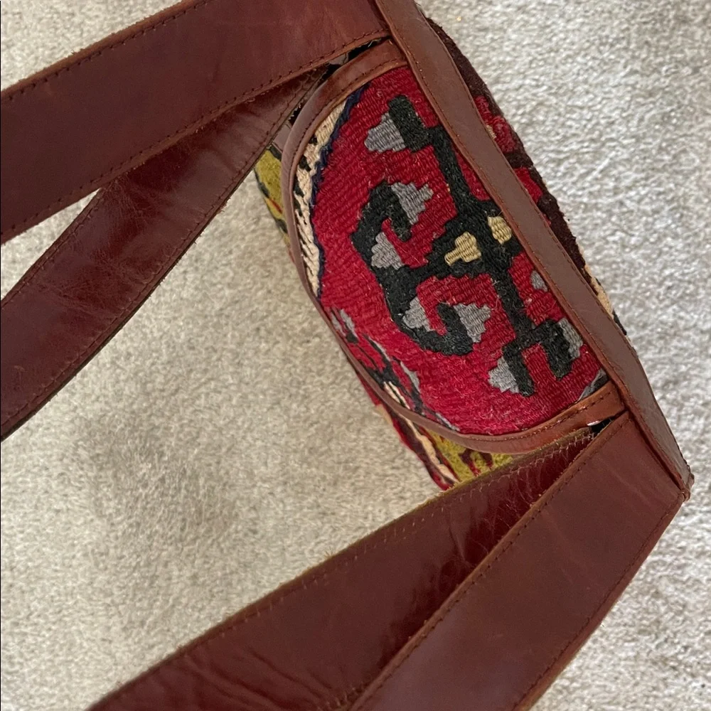 Vintage Turkish Kilim Leather Bag Boho